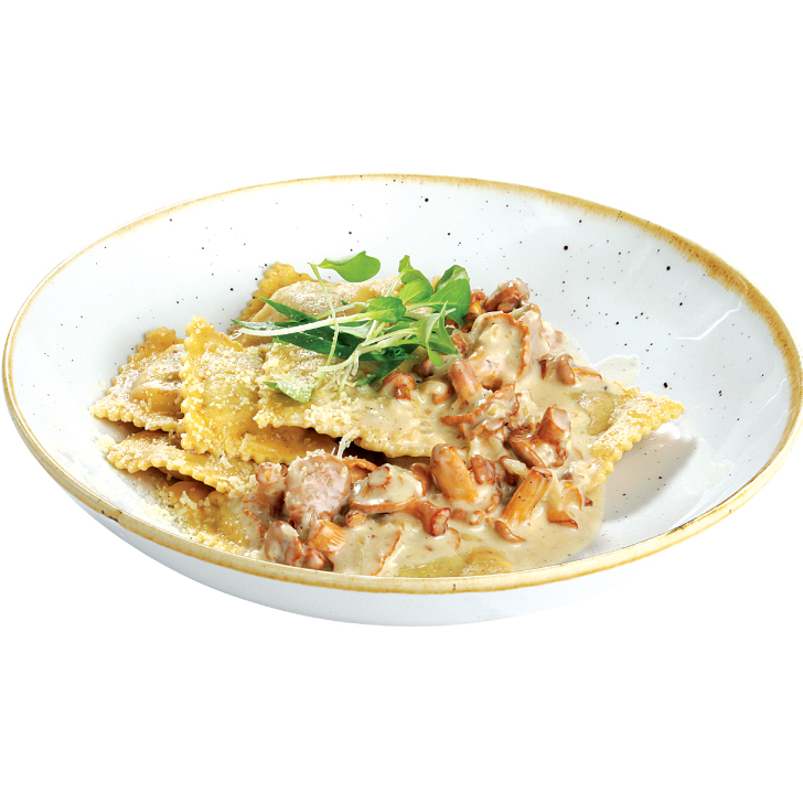 617 / Ravioli ar gaileņu - sēņu pildījumu gaileņu mērcē