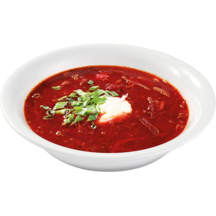 Traditional borscht with poultry meat