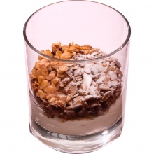 Apple dessert with caramelized oats in a glass